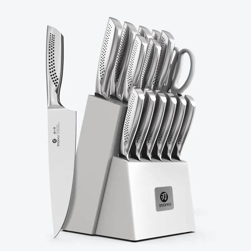 15-Piece High-Carbon Knife Set With Acacia Block & Auto-Align Sharpener 1