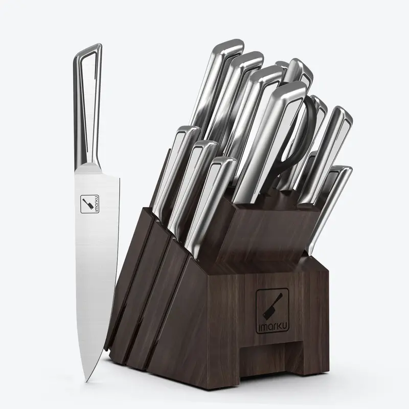 16-Piece Ultra-Sharp Stainless Steel Knife Block Set For Everyday Cooking 1