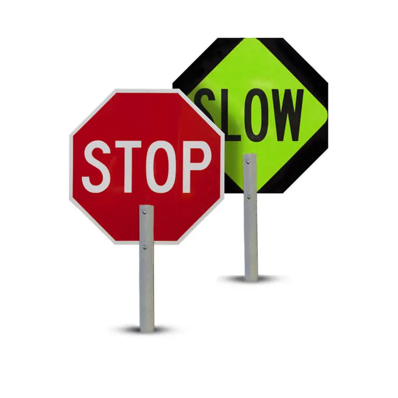 18-Inch Stop & Slow Paddle Traffic Control Sign For Work Zones 1