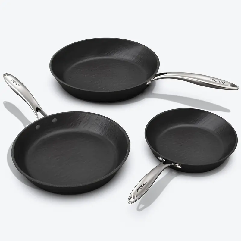 3-Piece Aluminum Non-Toxic Induction-Compatible Nonstick Pan Set 1