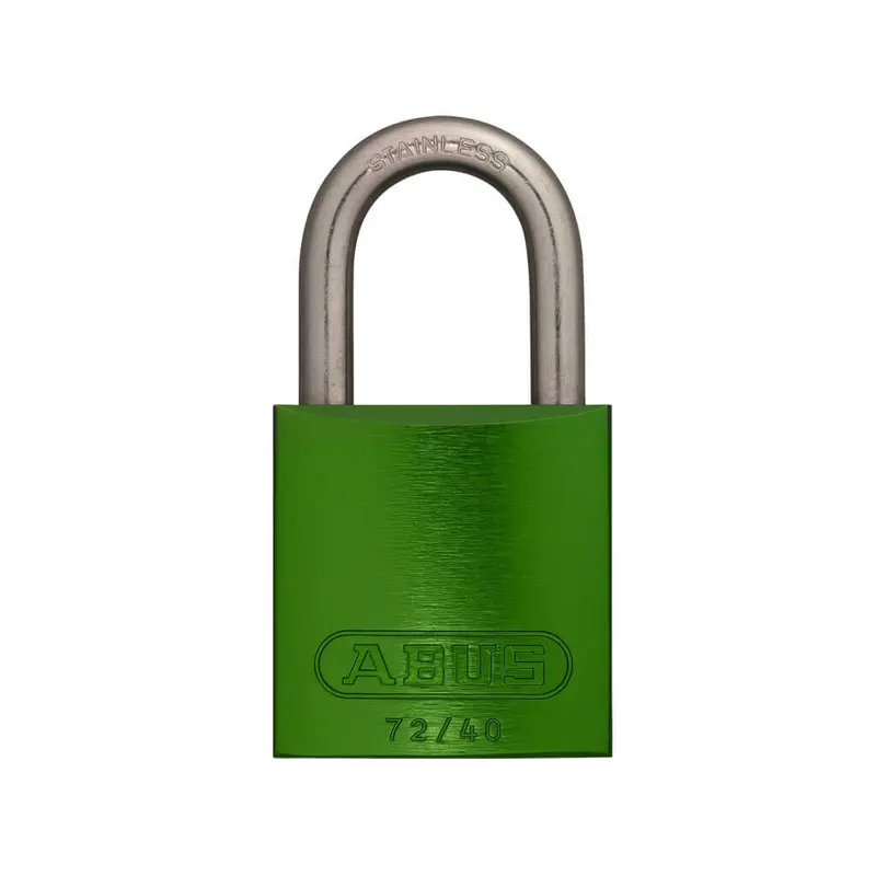 Abus 72Ib/40-Ka Padlock – 1-1/2 In. Body × 1 In. Shackle, Green Anodized Aluminum, Keyed-Alike Set 1
