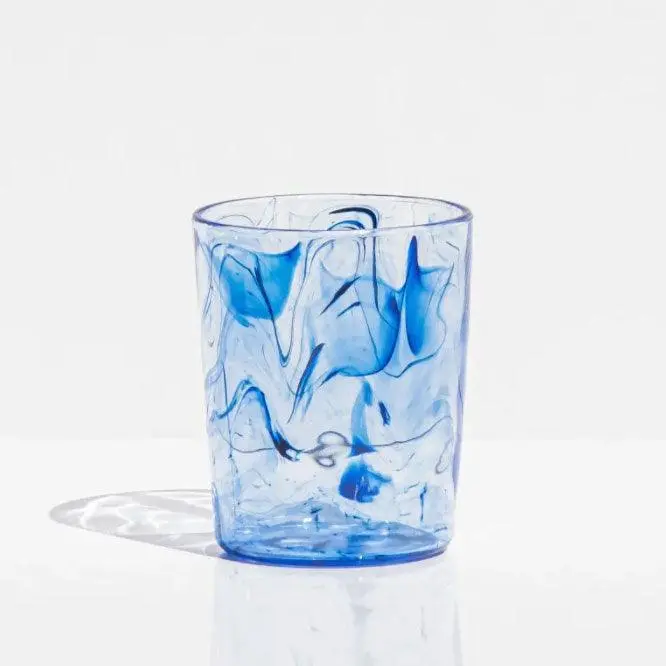 Aegean Swirl Blue 14 Oz Double Old Fashioned Glass 1