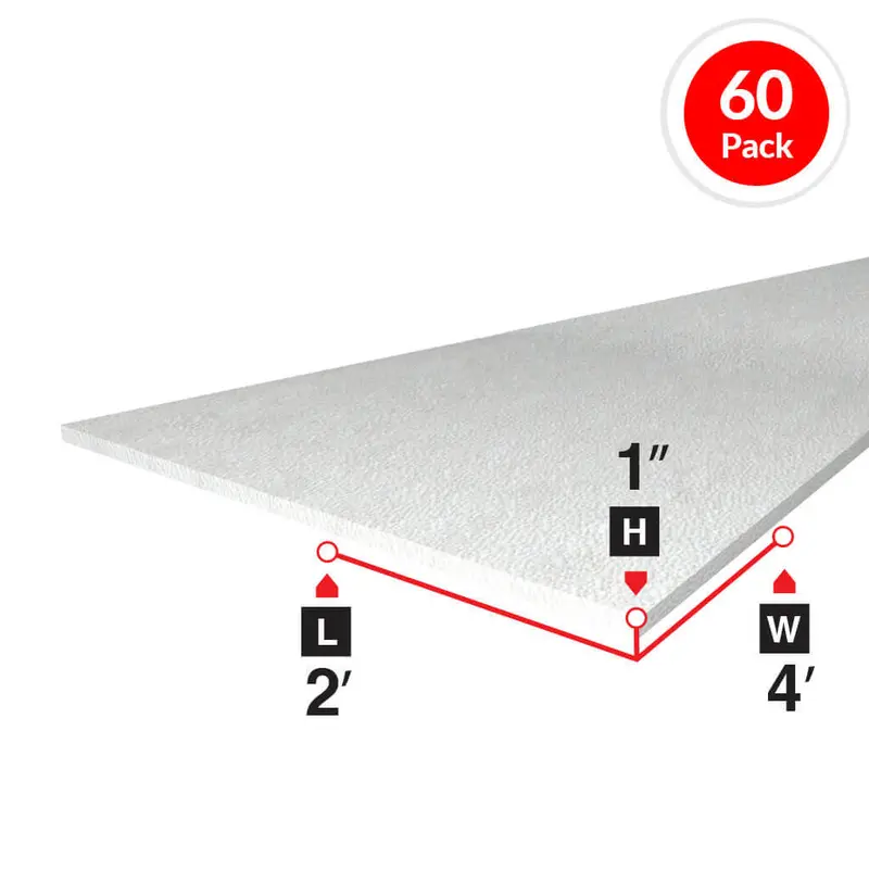 Amvic Bead Board – 1 In. Rigid Foam Insulation (2 Ft × 4 Ft, 60-Pack) 1
