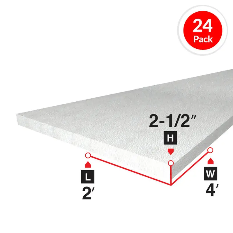 Amvic Bead Board – 2-1/2 In. Rigid Foam Insulation (2 Ft × 4 Ft, 24-Pack) 1
