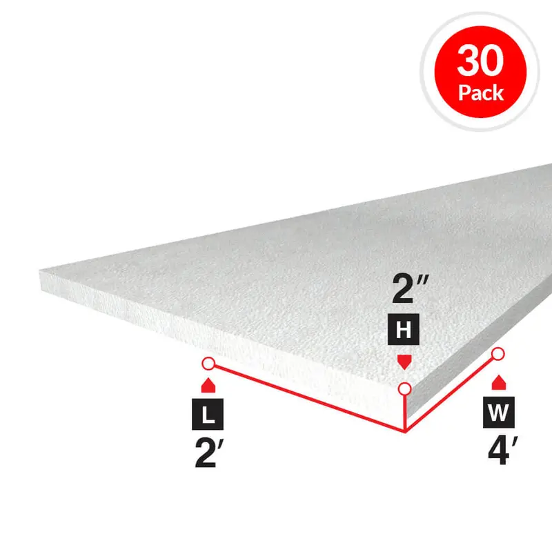 Amvic Bead Board – 2 In. Rigid Foam Insulation (2 Ft × 4 Ft, 30-Pack) 1