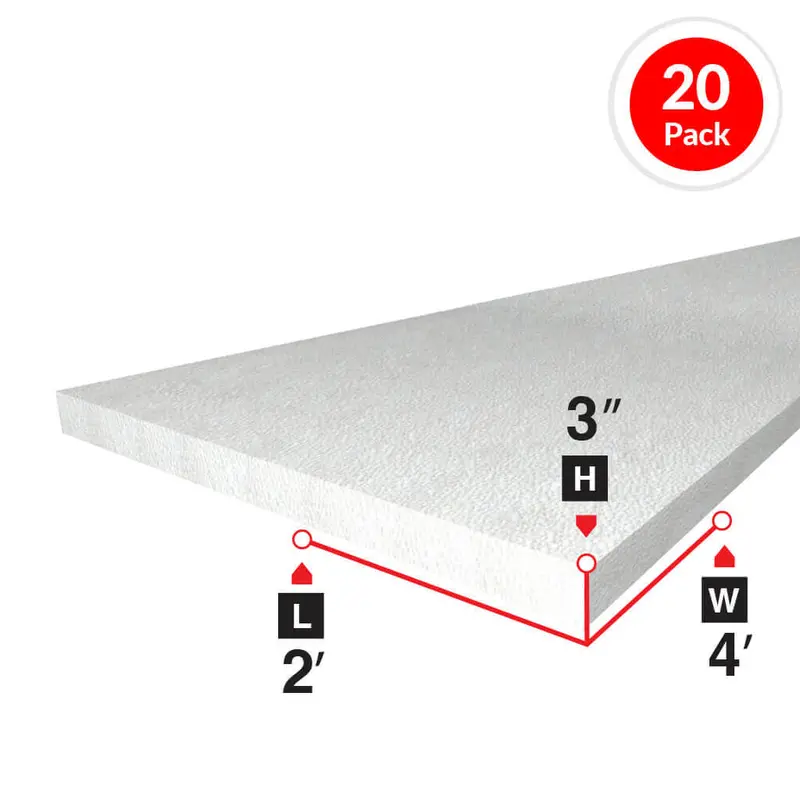 Amvic Bead Board – 3 In. Rigid Foam Insulation (2 Ft × 4 Ft, 20-Pack) 1