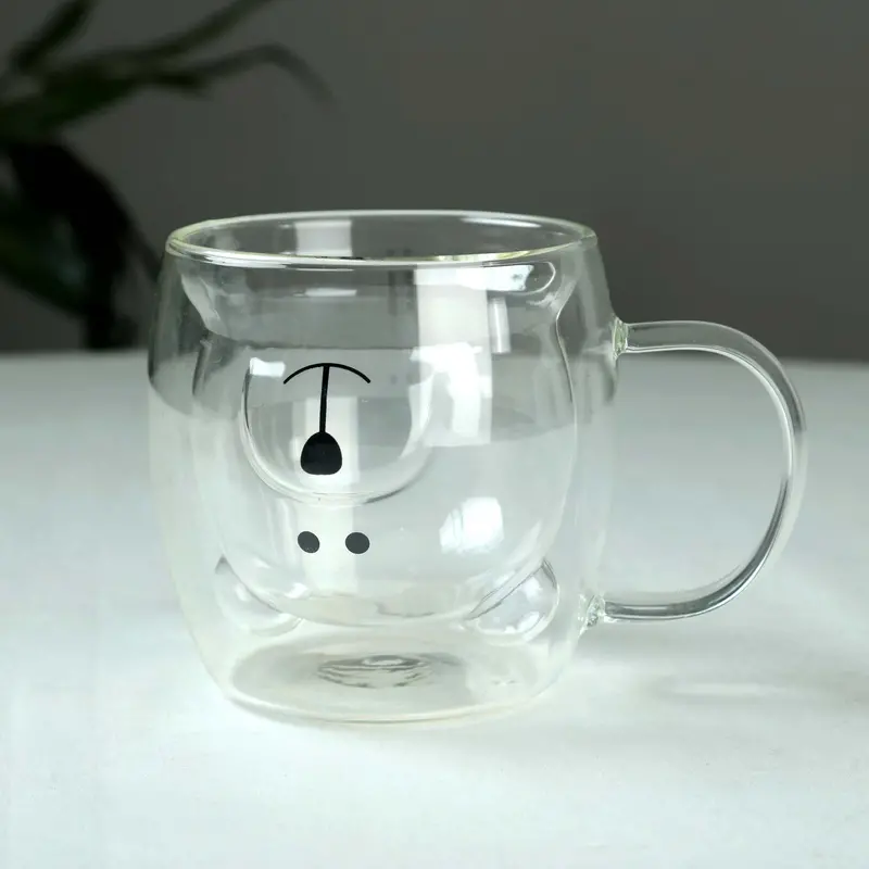 Bear-Themed Double-Wall Coffee Cup (250Ml) – Bistro Classic Style 1