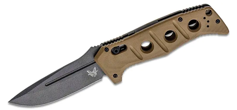 Benchmade Adamas By Shane Sibert – 3.78-Inch Cruwear Tanto Blade, Desert Tan G10 Handles 1