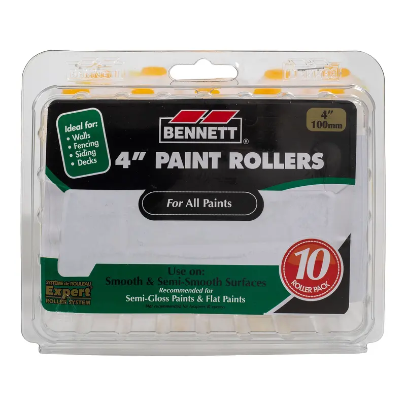 Bennett 10X4 Y/S Yellow-Stripe Microfiber Roller – 4", Smooth & Semi-Smooth Surfaces 1