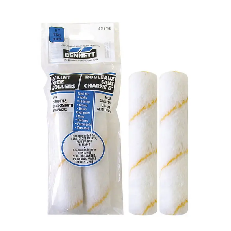 Bennett 2X6Y/S Yellow-Stripe Lint-Free Roller Refill – 6", Smooth & Semi-Smooth (2-Pack) 1