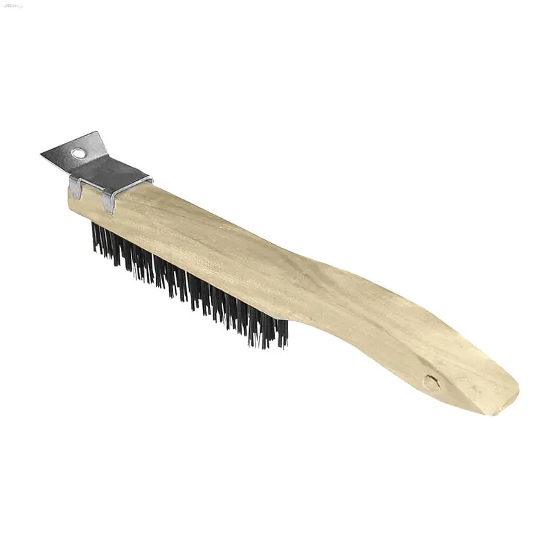 Bennett 333-Wire 3-Row Wooden-Handle Wire Brush With Flat Scraper 1