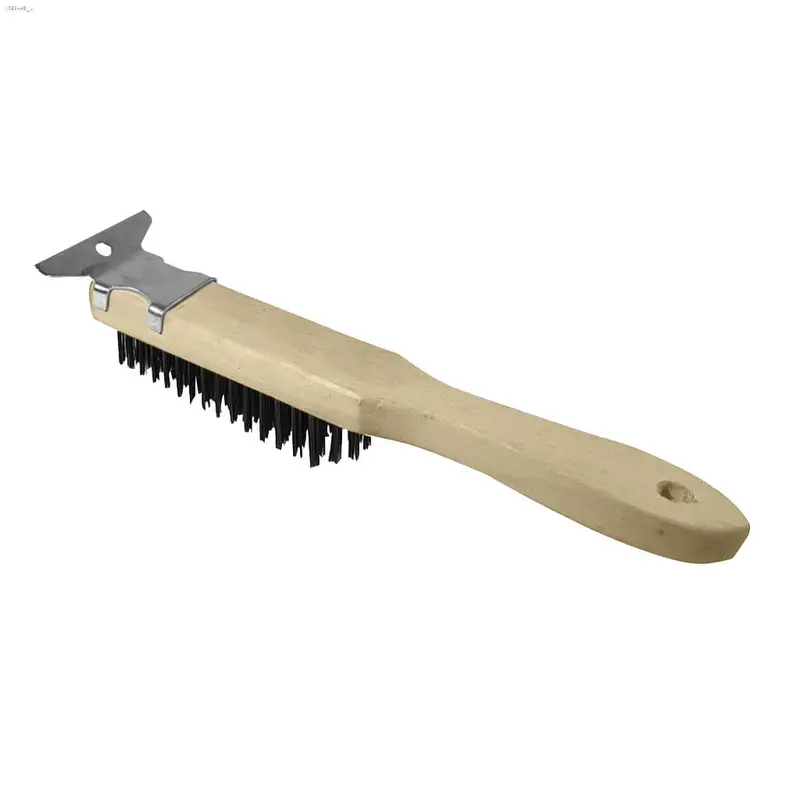 Bennett 444-Wire 5-Row Wooden-Handle Wire Brush Featuring Flat Scraper Tip 1