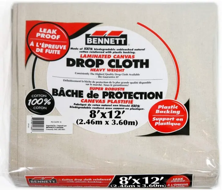 Bennett Plscloth8 Heavy-Duty 8 Ft × 12 Ft Canvas Drop Cloth – Lint-Free & Durable 1