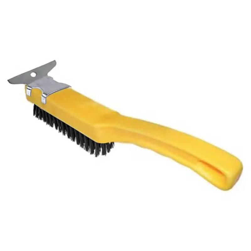 Bennett Plswire444 4-Inch Yellow Plastic-Handle Wire Brush With Scraper Tip 1