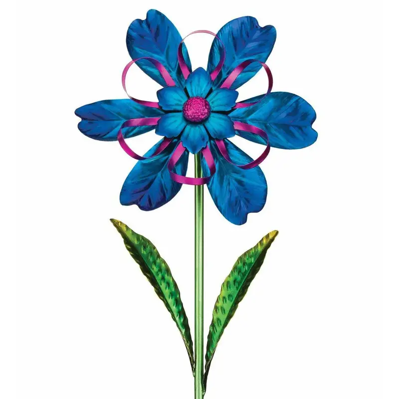 Blue Ribbon-Style Wind-Spinning Flower Garden Stake 1