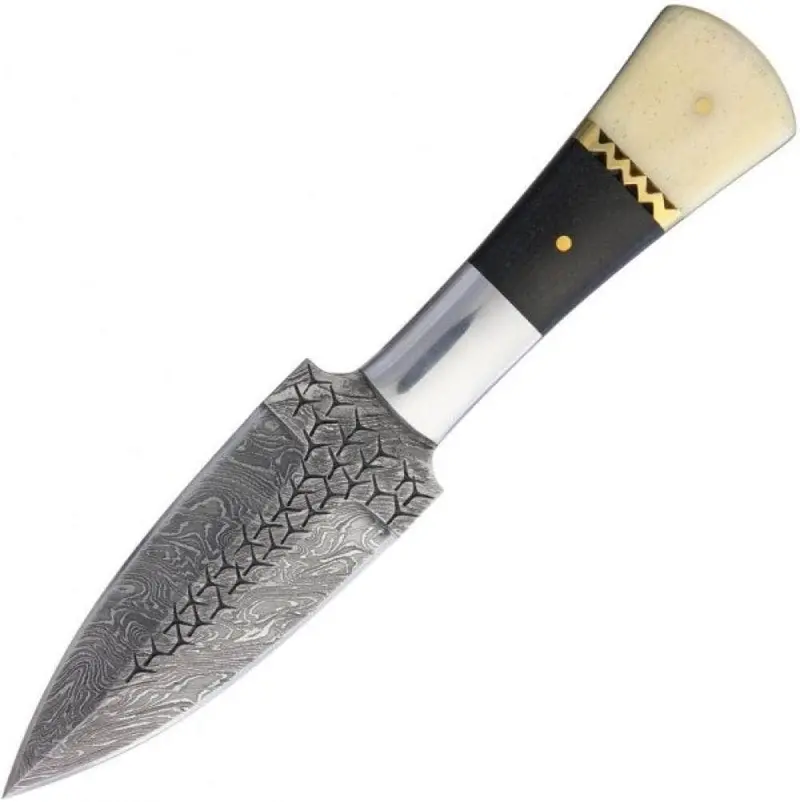 Bnb Boot Hunter Dagger — 4" Damascus Blade, Bone/Micarta Handle 1