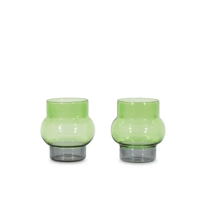 Bump Short Tumbler Glasses – Emerald Green (2-Pack) 1