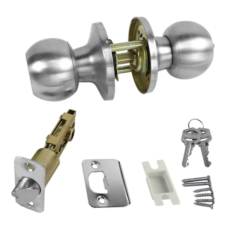 Canaropa Satin Nickel Tubular Entrance Knob Set — Keyed-Alike, Locking 1