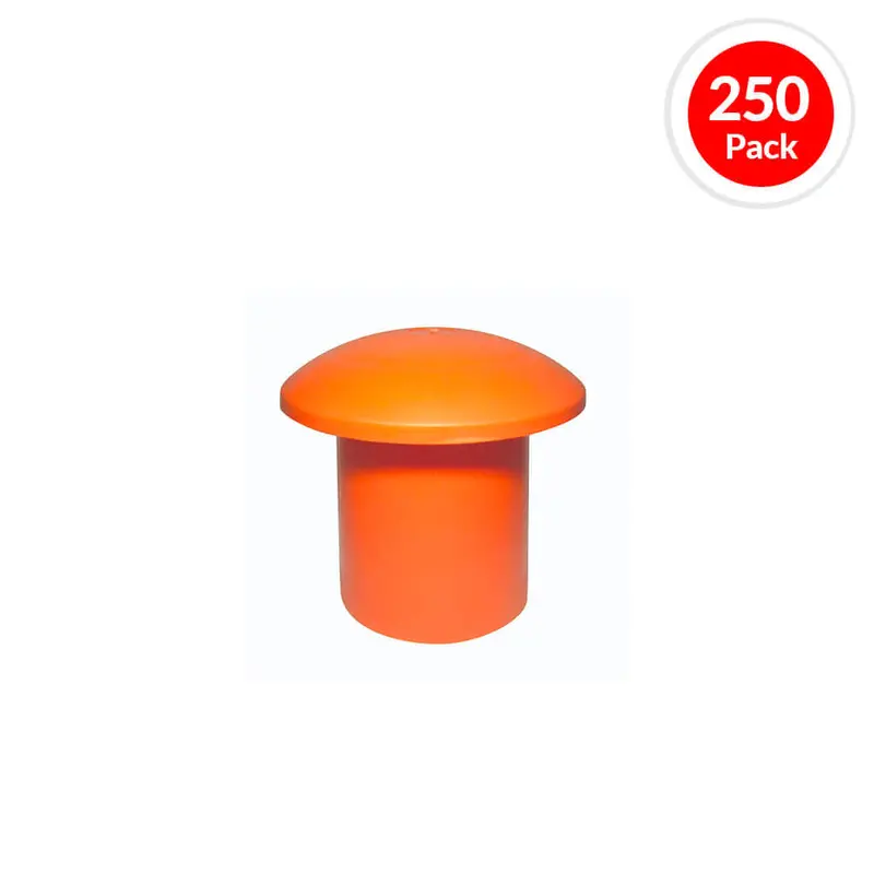 Con-Plas High-Visibility Orange Rebar End Caps – Mushroom Style, 10–30 Mm, 250-Pack 1