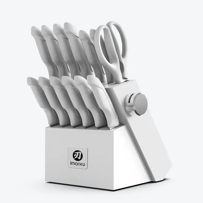 Crisp White 14-Piece Japanese Knife Set – Lightweight Pp Handles, Balanced Design 1