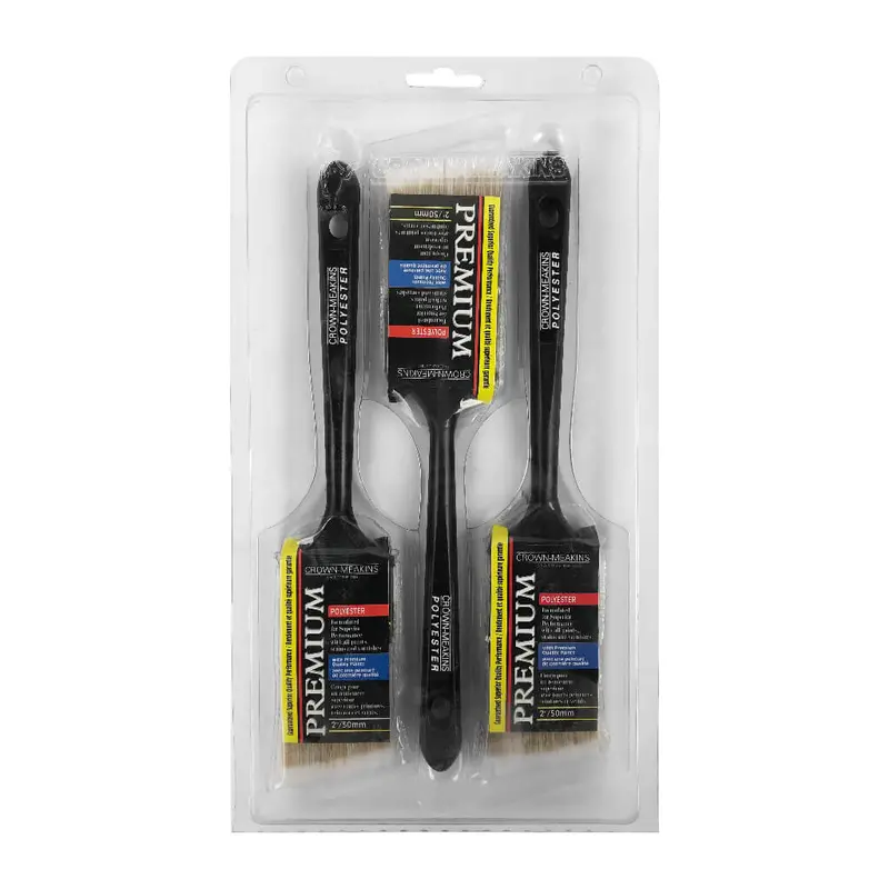 Crown Meakins 2-Inch Polyester Angular Paint Brushes – 3-Pack Value Bundle 1