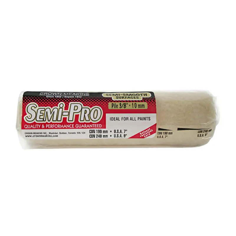 Crown & Meakins Semi-Pro Paint Cage Roller Refill – 9.5 In., Beige, For Semi-Smooth Surfaces 1