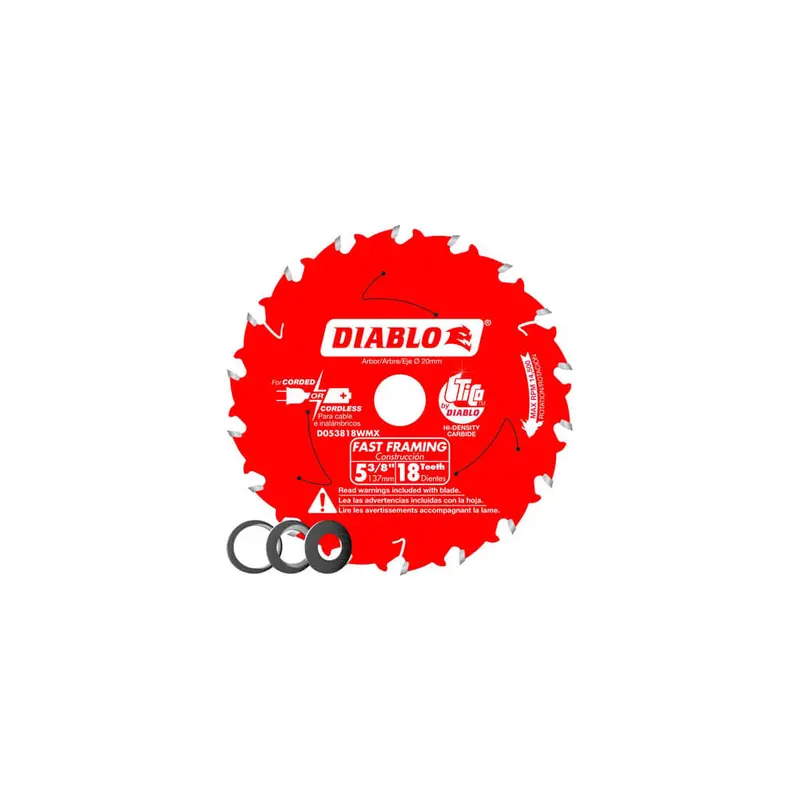 Diablo D053818Wmx – 5-3/8" 18-Tooth Fast-Framing Saw Blade With High-Density Carbide For Wood 1