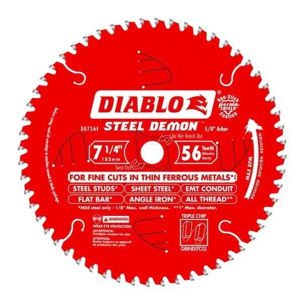 Diablo D0756F 7.25-Inch Ferrous-Material Circular Saw Blade (56 Teeth) 1