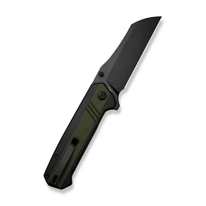 Draxor Sheepsfoot Folder – 3.7" Black 9Cr18Mov Blade, Green/Black G10 Handle 1