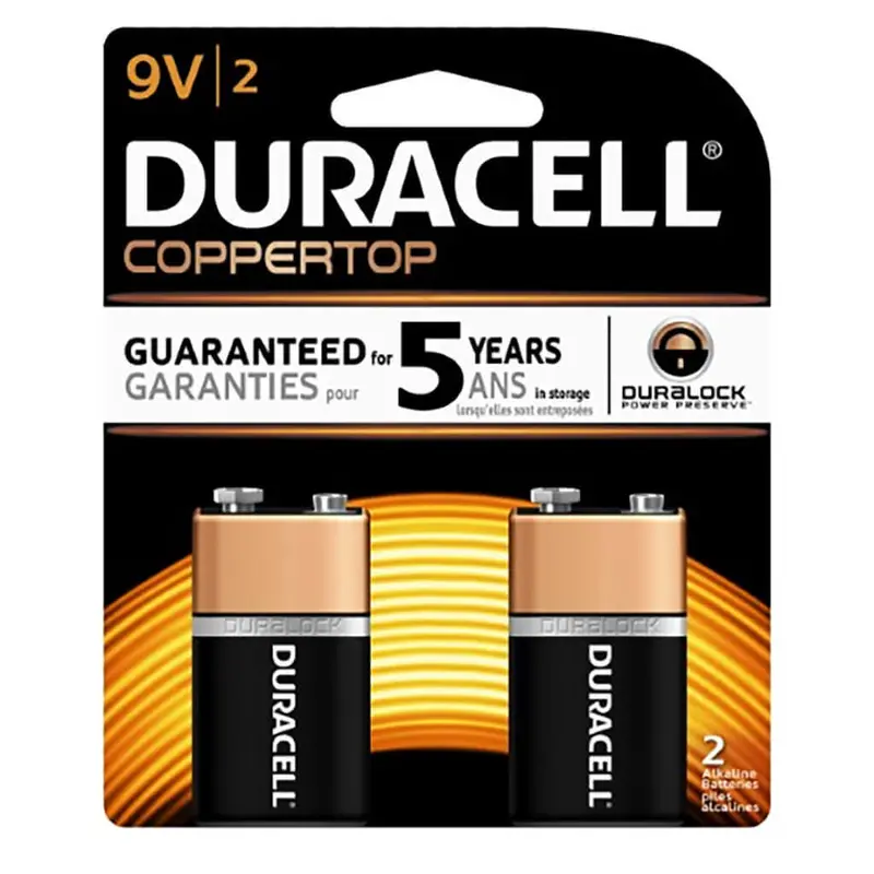 Duracell Coppertop 9V Alkaline Snap-Contact Battery 1