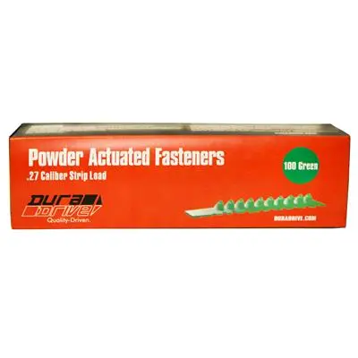 Duradrive 0.27 Caliber Powder Actuated Fastener Loads – Green 10-Shot Strip (100-Pack) For Cordless Tools 1