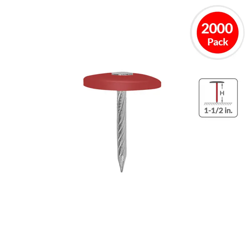 Duradrive 1-1/2" Plastic-Cap Spiral Shank Insulation Nails – 2,000 Per Box 1