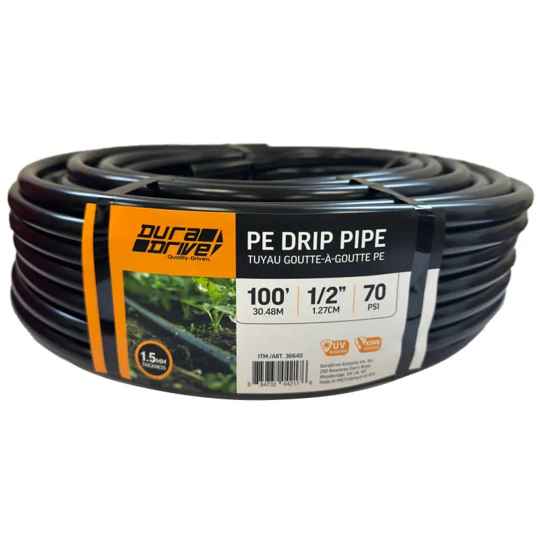 Duradrive 1/2" × 100 Ft Black Pvc Drip Line Tubing 1