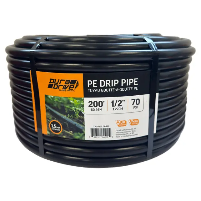 Duradrive 1/2" × 200 Ft Black Pvc Drip Irrigation Tubing 1