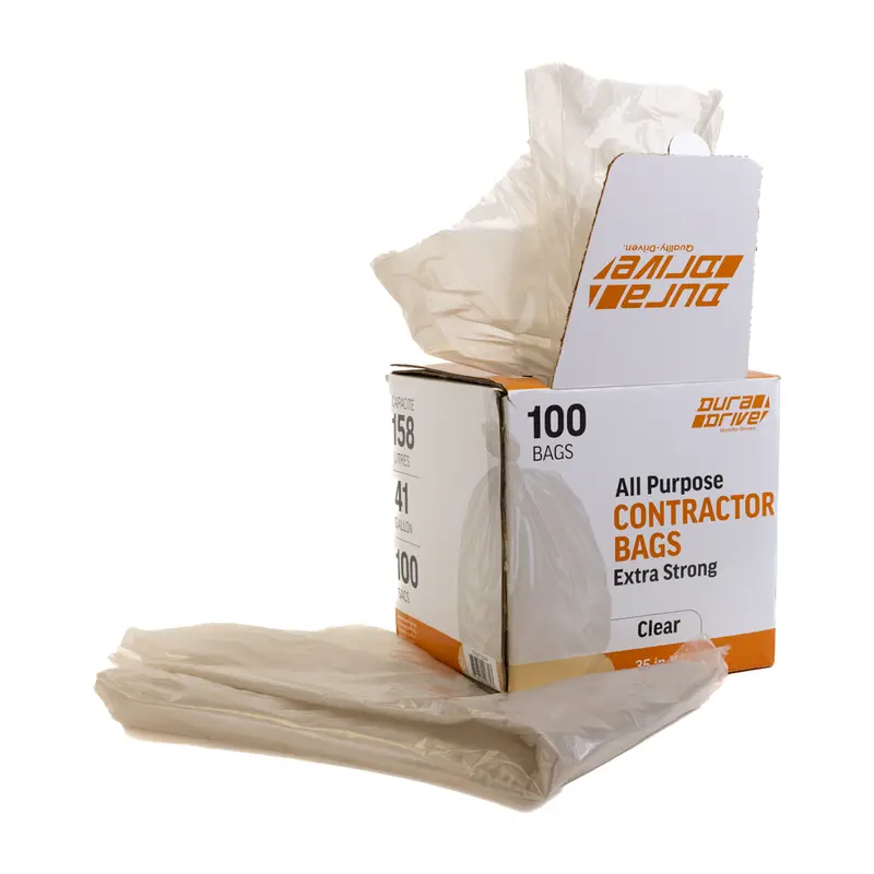 Duradrive 158L Extra-Strong Clear Garbage Bags – 100-Count Pack 1