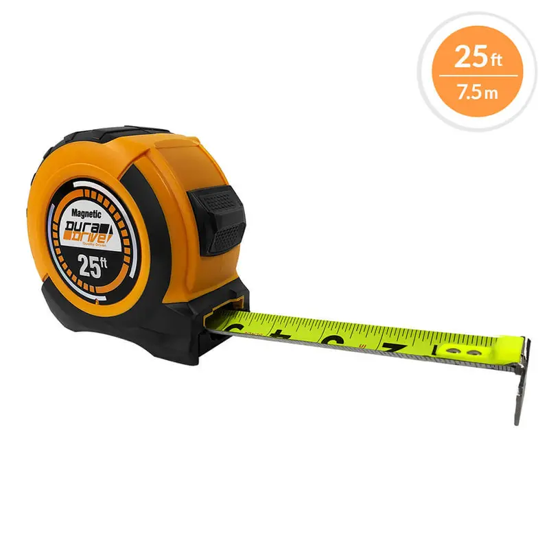 Duradrive 25-Foot High-Contrast Dual-Hook Tape Measure – Magnetic Tip & Easy-Read Dual-Sided Blade 1