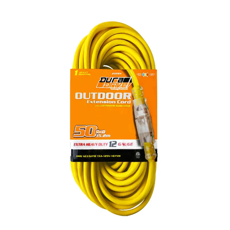 Duradrive 50-Foot 12/3 Sjtw Lighted Extension Cord With Single Tap Outlet 1
