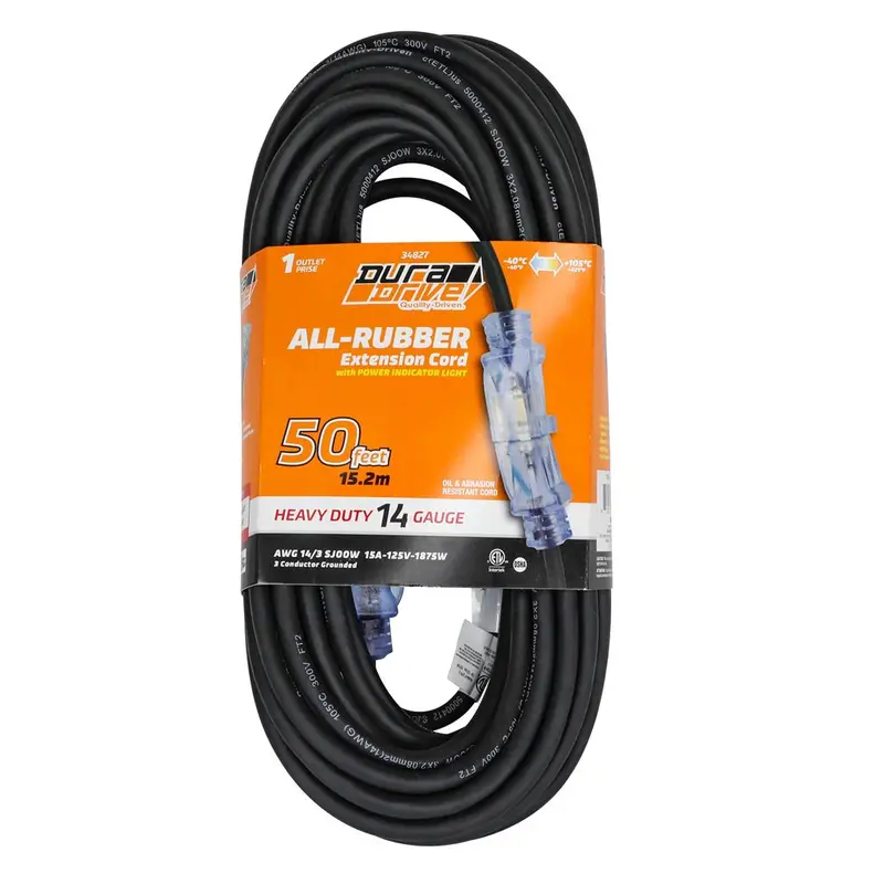 Duradrive 50-Foot 3-Conductor 14 Awg Lighted Extension Cord 1