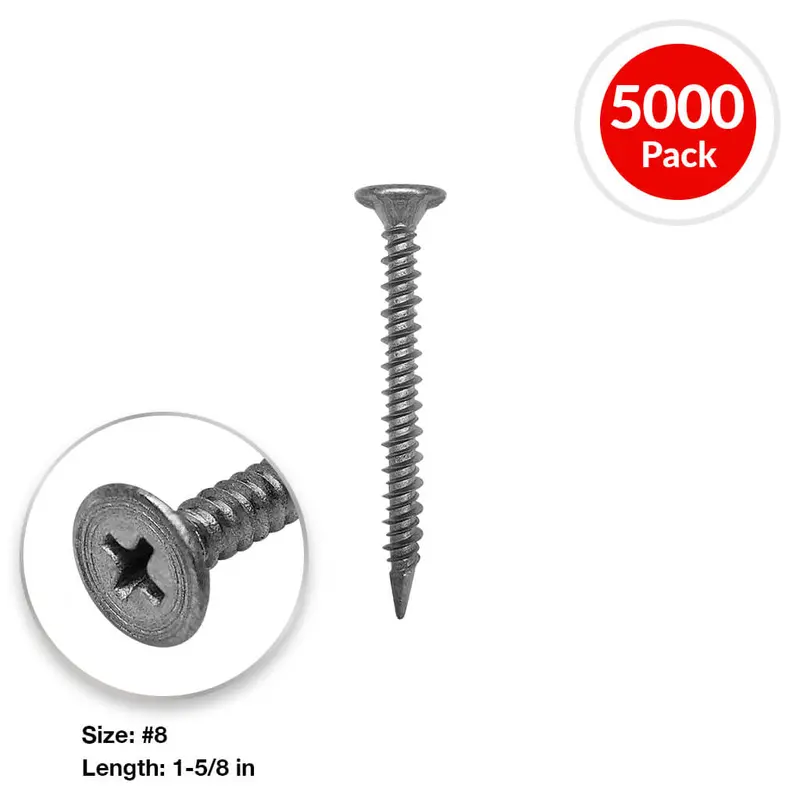 Duradrive #8 X 1⅝-Inch Coarse-Thread Cement Board Screws – 5,000 Per Box 1