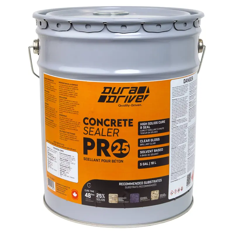 Duradrive Concrete Sealer Pro 25 – Clear High-Gloss Finish, 5-Gallon Pail 1