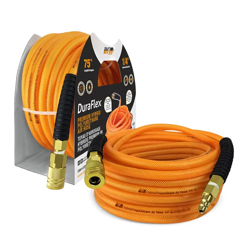 Duradrive Fo1475F ¼-Inch X 75-Foot Orange Hybrid Polyurethane Air Hose With Swivel Fitting 1