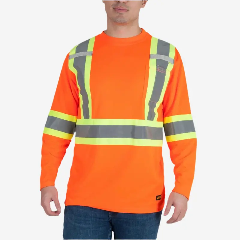 Duradrive Men’S Hi-Visibility Orange Long-Sleeve Cooling Safety T-Shirt 1
