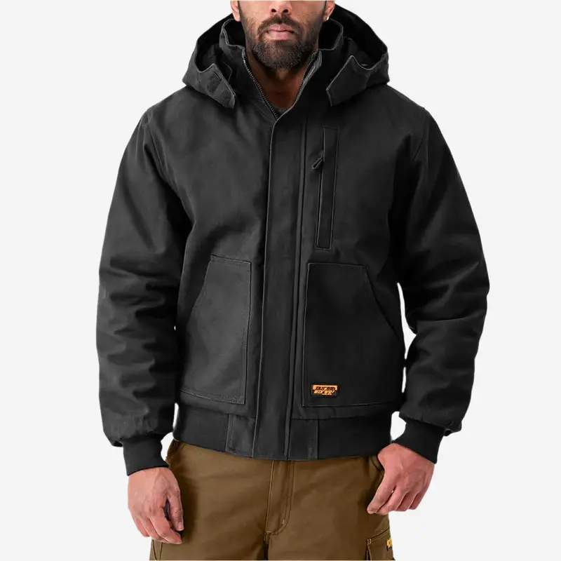 Duradrive Men’S Insulated Canvas Hooded Work Jacket – Black 3