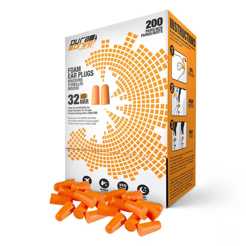 Duradrive Orange Foam Disposable Uncorded Earplugs – 32 Db Nrr (200 Pairs) 1