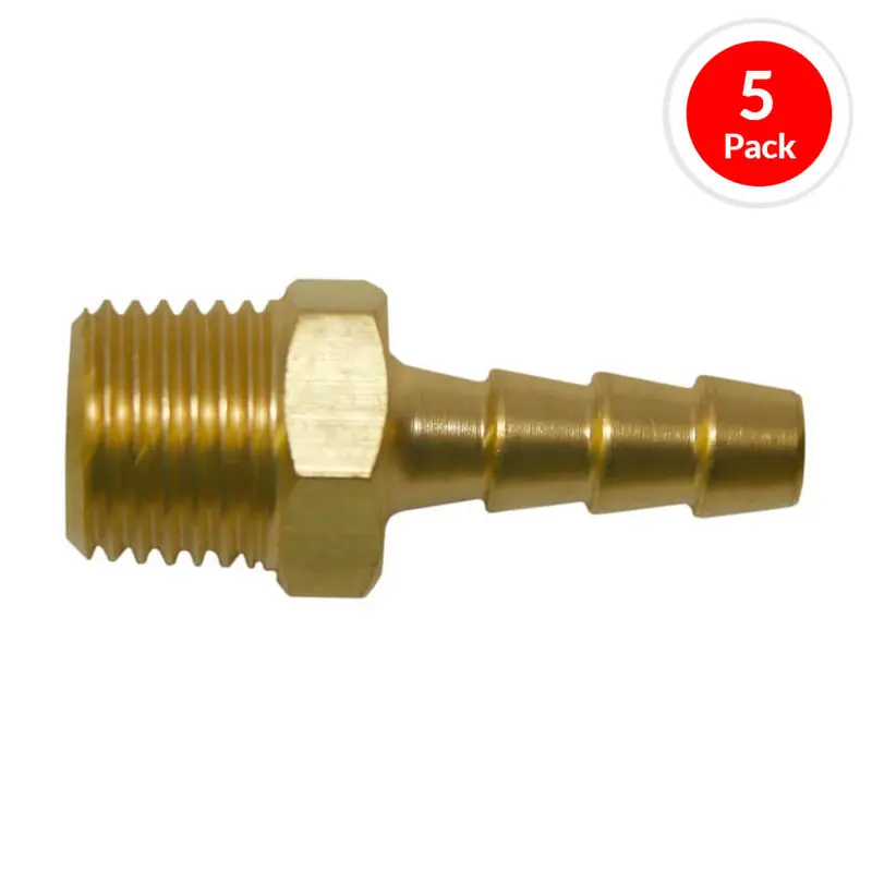 Duradrive P1825 Brass Barbed Coupler – 1/4" Male, 5-Pack Air Hose Fitting 1