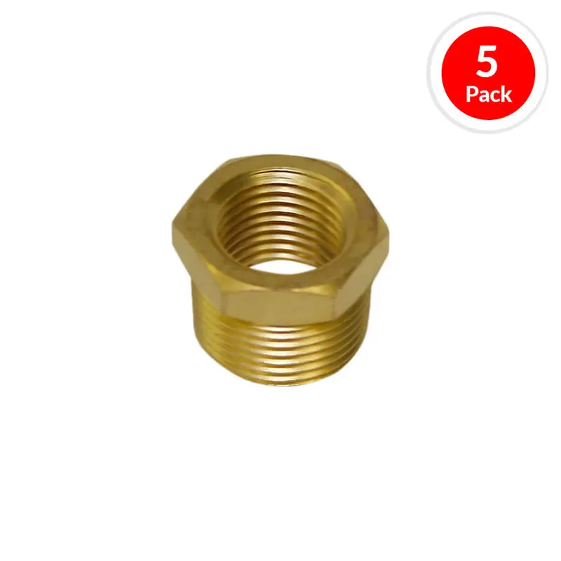 Duradrive P455 Brass Pipe Bushing – 3/8" Male To 1/4" Female, 5-Pack Air Hose Connector 1