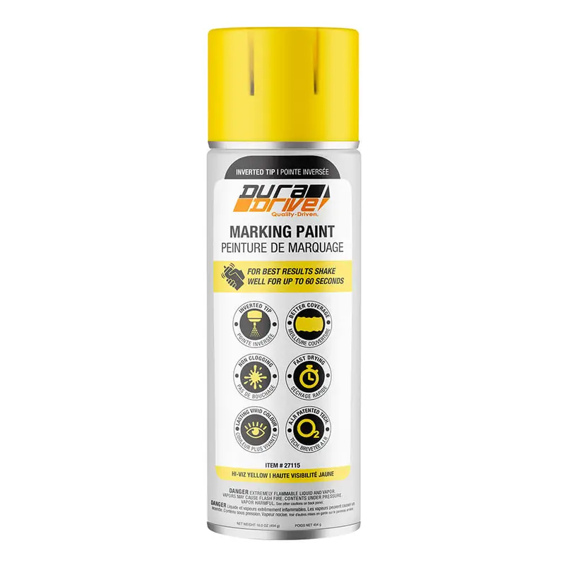 Duradrive Yellow Inverted Marking Spray Paint – 16 Oz Can 1
