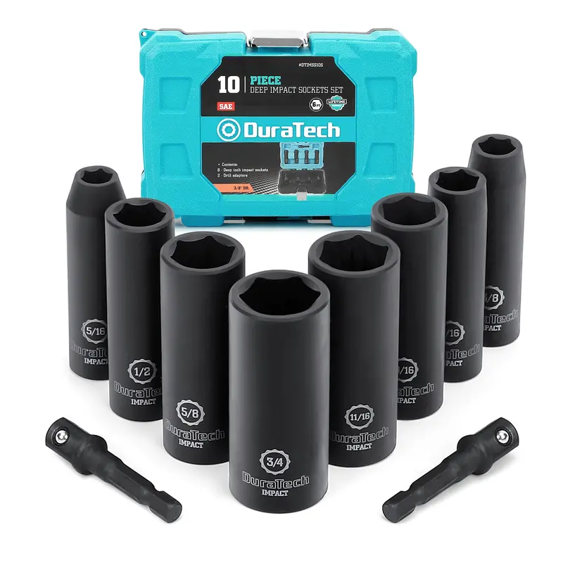 Duratech 10-Piece 3/8-Inch Drive Sae Impact Socket Set 1