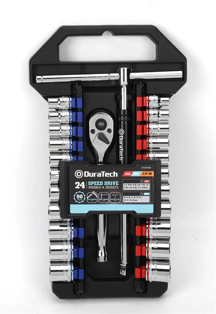Duratech 24-Piece Speed Driver Wrench And Socket Combination Kit 1
