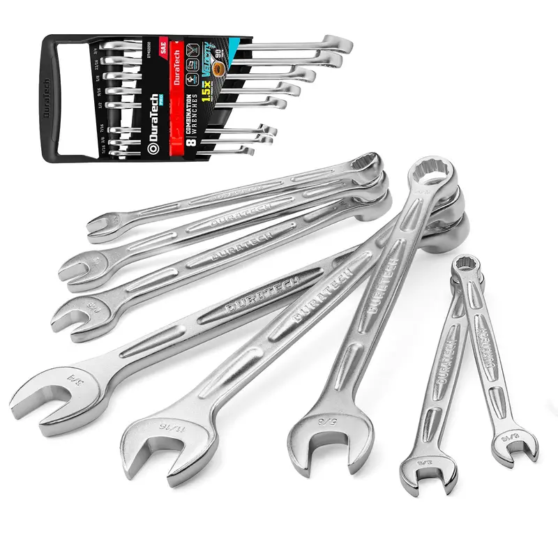 Duratech Dt402050 8-Piece Imperial Combination Wrench Set – Chrome Vanadium 1